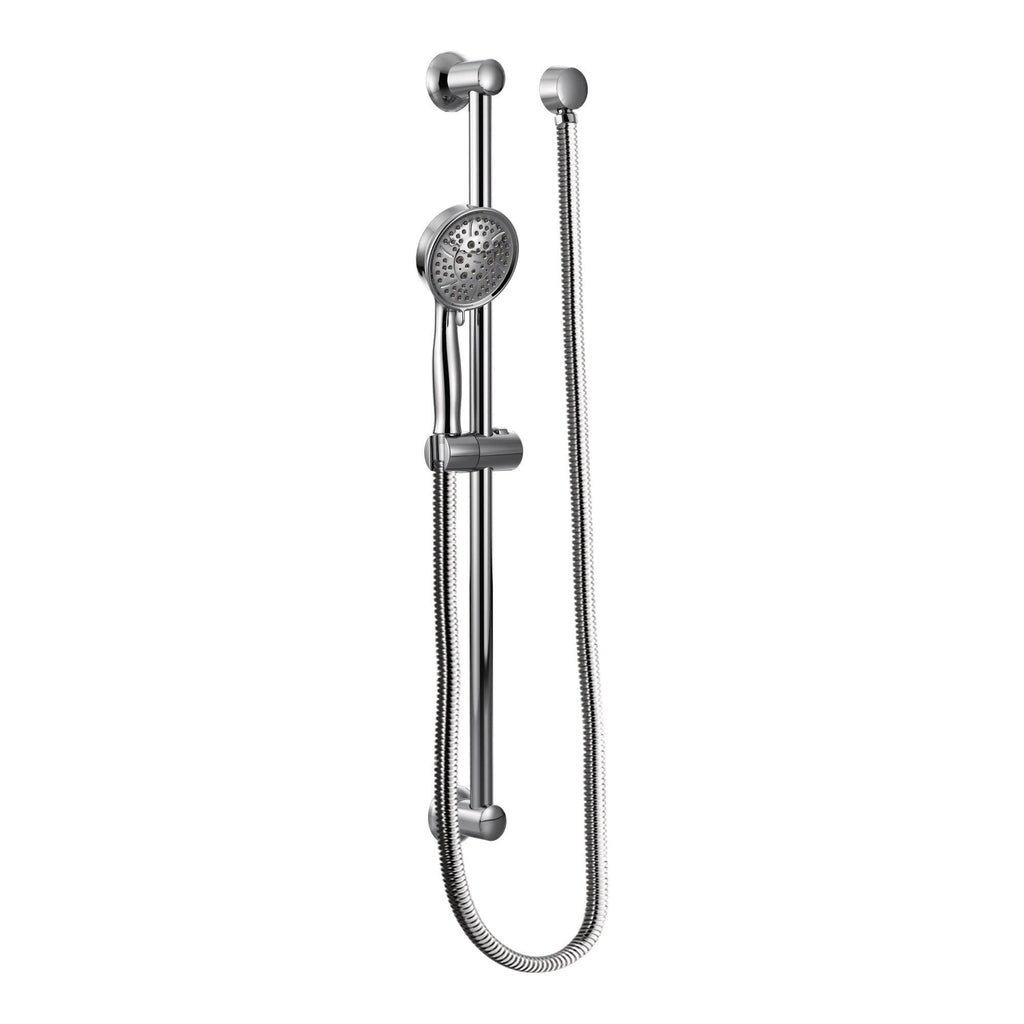 Eco-Performance Chrome Four-Function Removable Handheld Showerhead with 69-Inch-Long Hose and Wall-Mounted Slide Bar