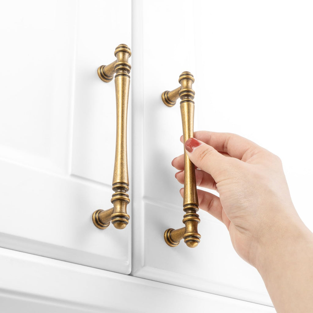 10 Pack 5 in Antique Brass Cabinet Pulls, Brass Drawer Handles P30