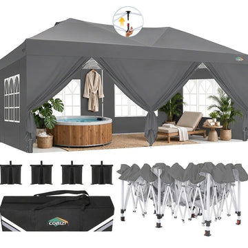 10x20 Pop Up Canopy with 6 Sidewall, One Push Party Tent for Outdoor