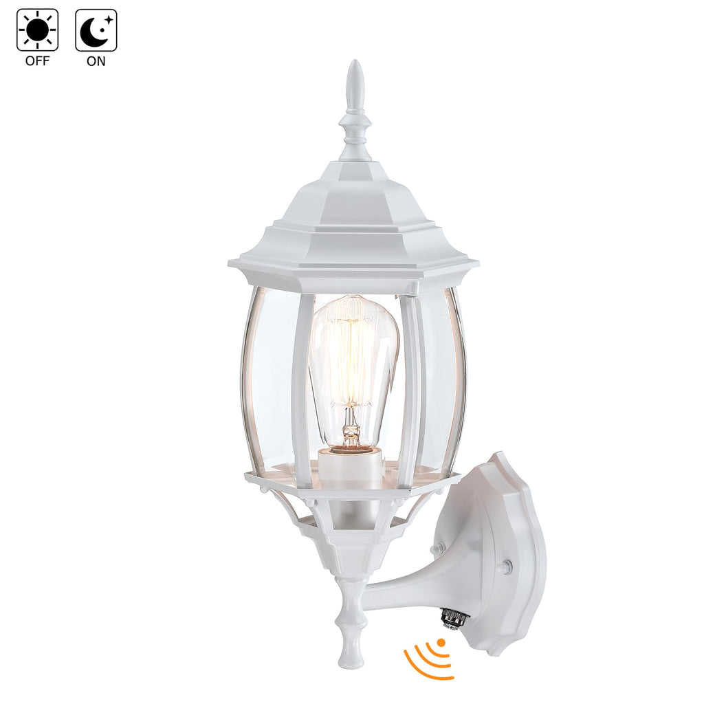 16.8 Inch White Outdoor Wall Lights Dusk to Dawn, Outside Wall Sconce White Dusk to Dawn Sensor Outdoor Light for