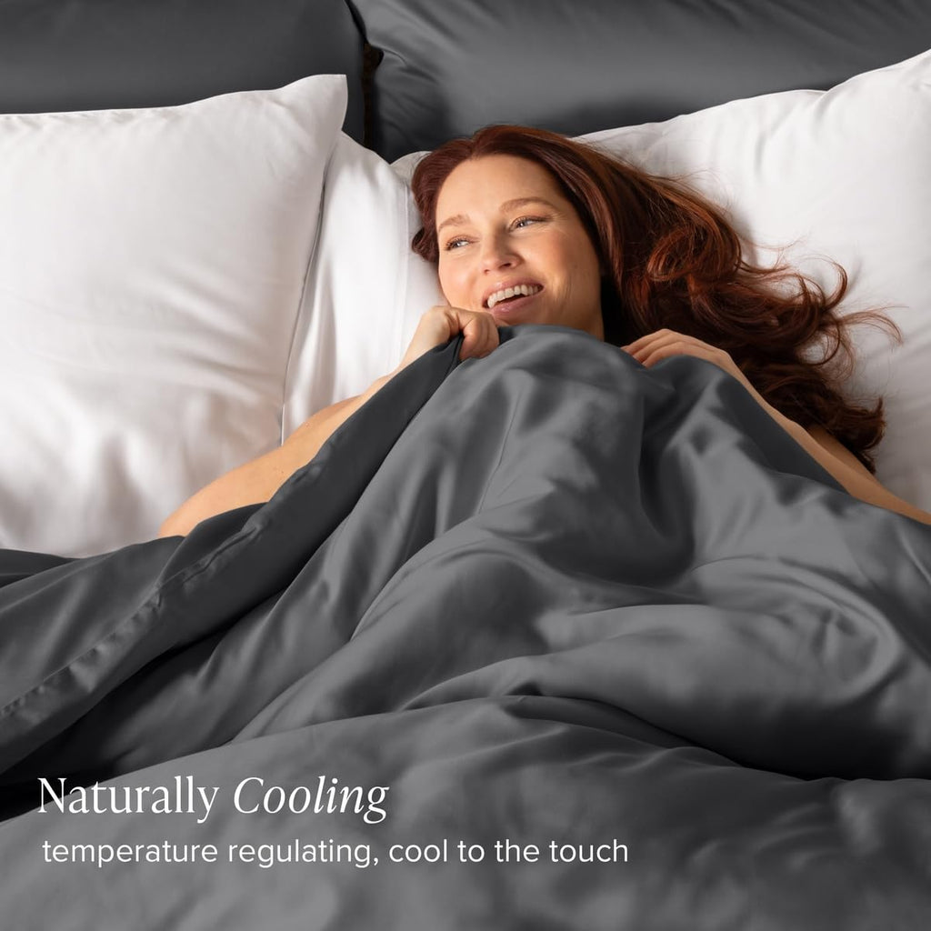 100% Rayon Made from Bamboo Duvet Cover Set (Twin/Twin XL, Grey)