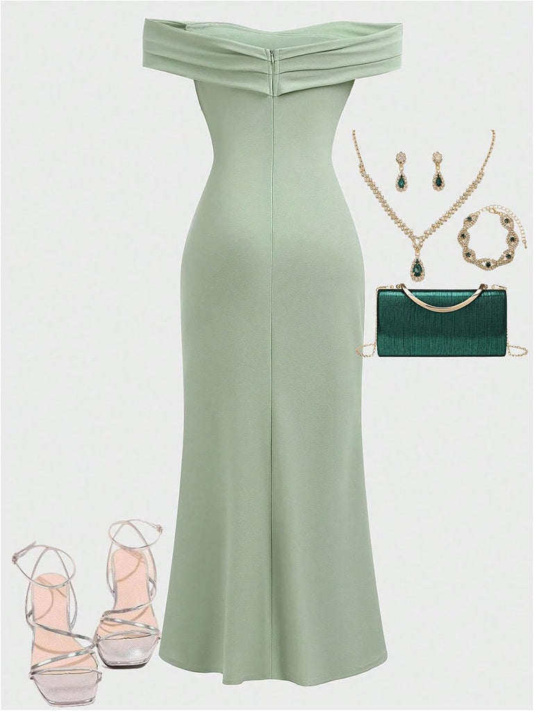 Girl's Off The Shoulder Dress Wedding Guest Graduation Party Dress