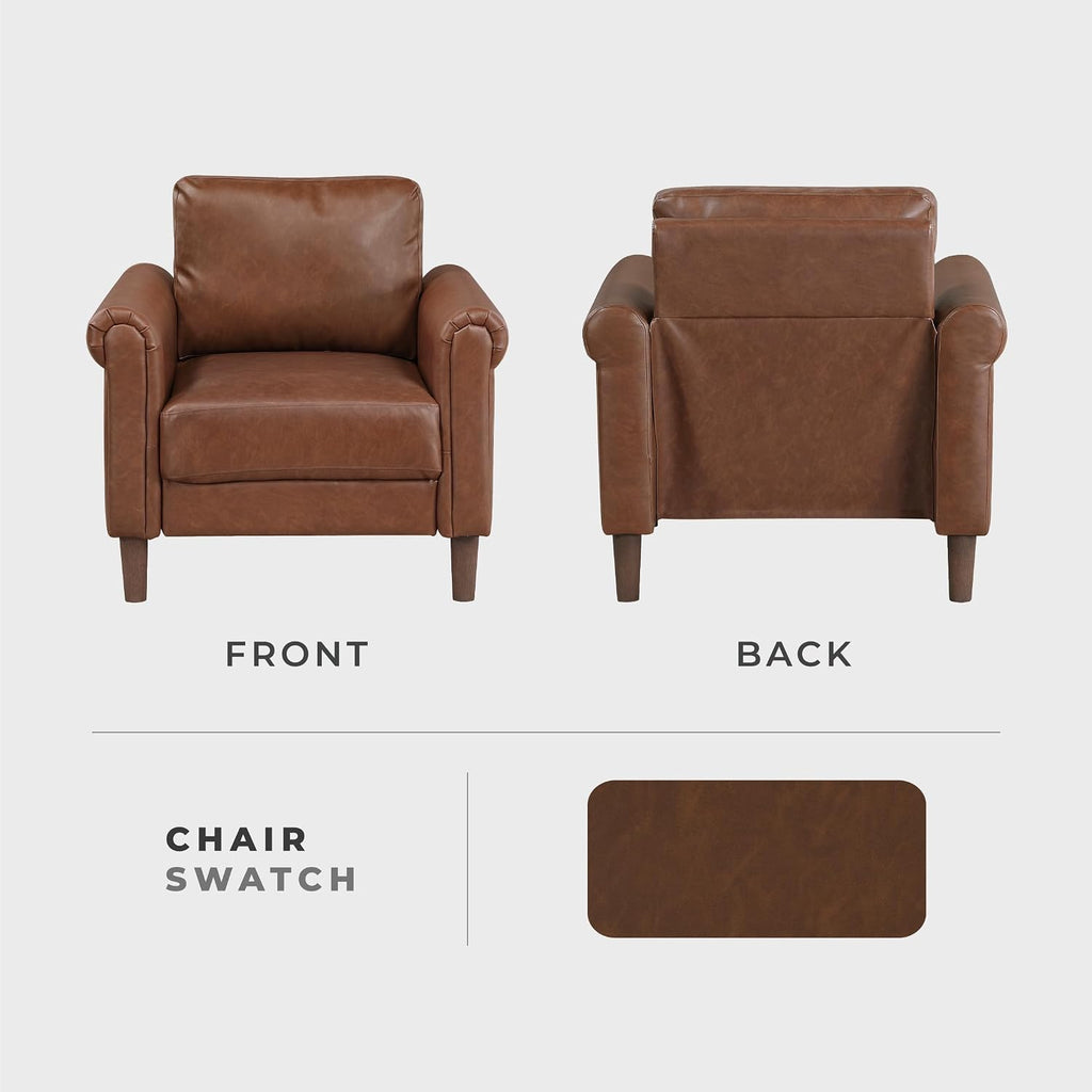 Faux Leather Accent Chair, Single Sofa Chair, Chocolate