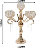 5-Arm Silver Crystal Candelabra Candle Holder Tall Floor Candle Holder with Clear Crystal Pendant Candelabras
