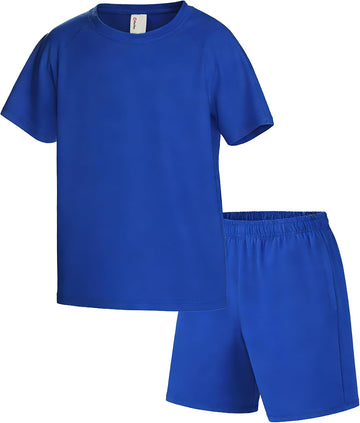 Boys Athletic Short Set Crew Neck 2 Piece Active Sports Outfit