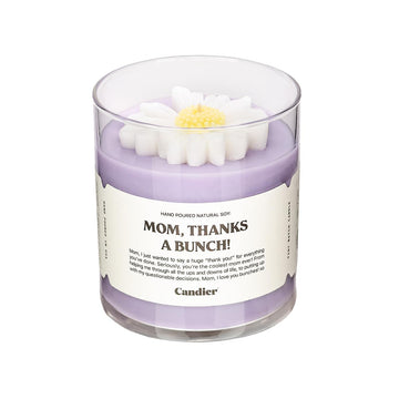 Mom Thanks a Bunch Candle Clean-Scent Luxury Soy Wax Candle with a Beautiful Hand-Placed Wax Flower
