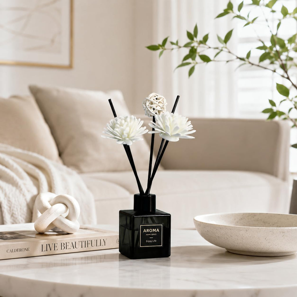 Reed Diffuser,Lavender Scented Oil Diffuser with 15 Sticks,(50ml) x 3 Home Fragrance Reed Diffuser Living - Set of 3