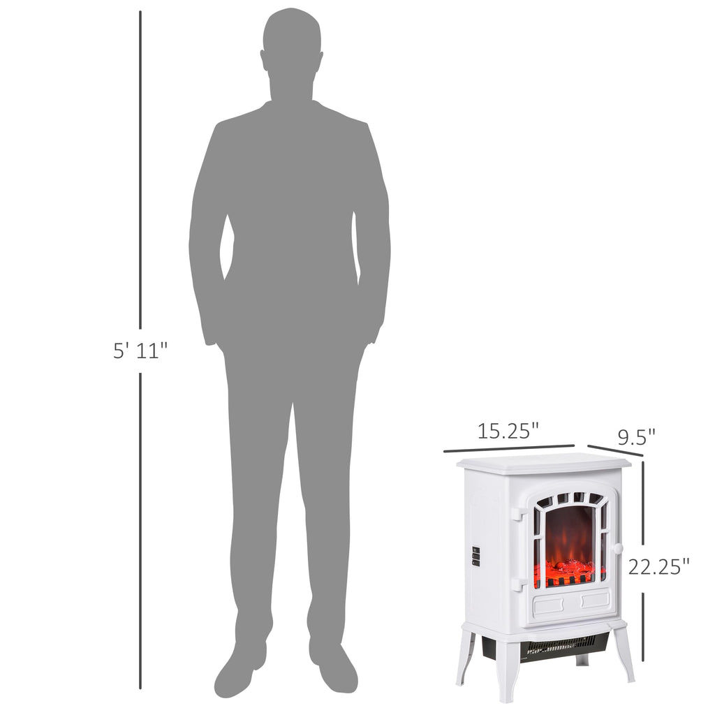 22" Electric Fireplace Stove with Door 750W / 1500W White