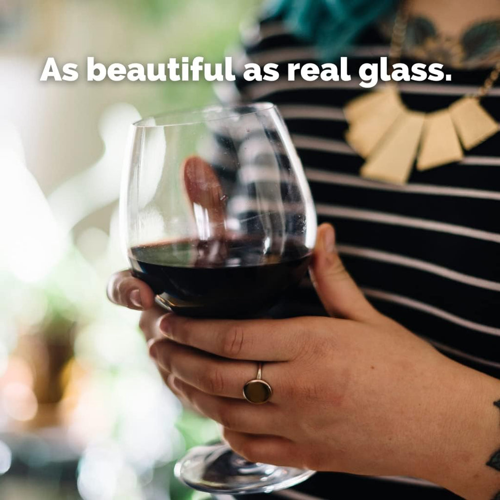 Unbreakable Red Wine Glasses with Stem 22oz Set of 2, Shatterproof Tritan Plastic Stemmed Outdoor Glasses, Reusable &