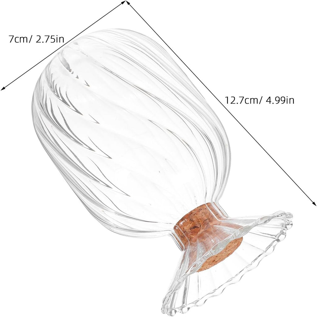 Glass Match Cloche Jar with Cork Stopper Helix Shaped Glass Canister for Decorative Matchstick Display and Storage
