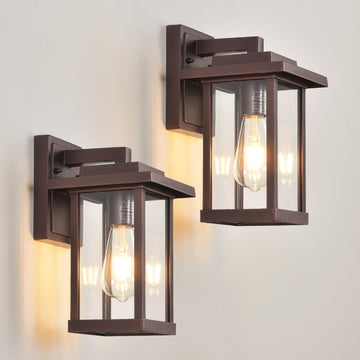Exterior Light Fixtures 2 Pack Modern Outdoor Wall Lanterns Bronze