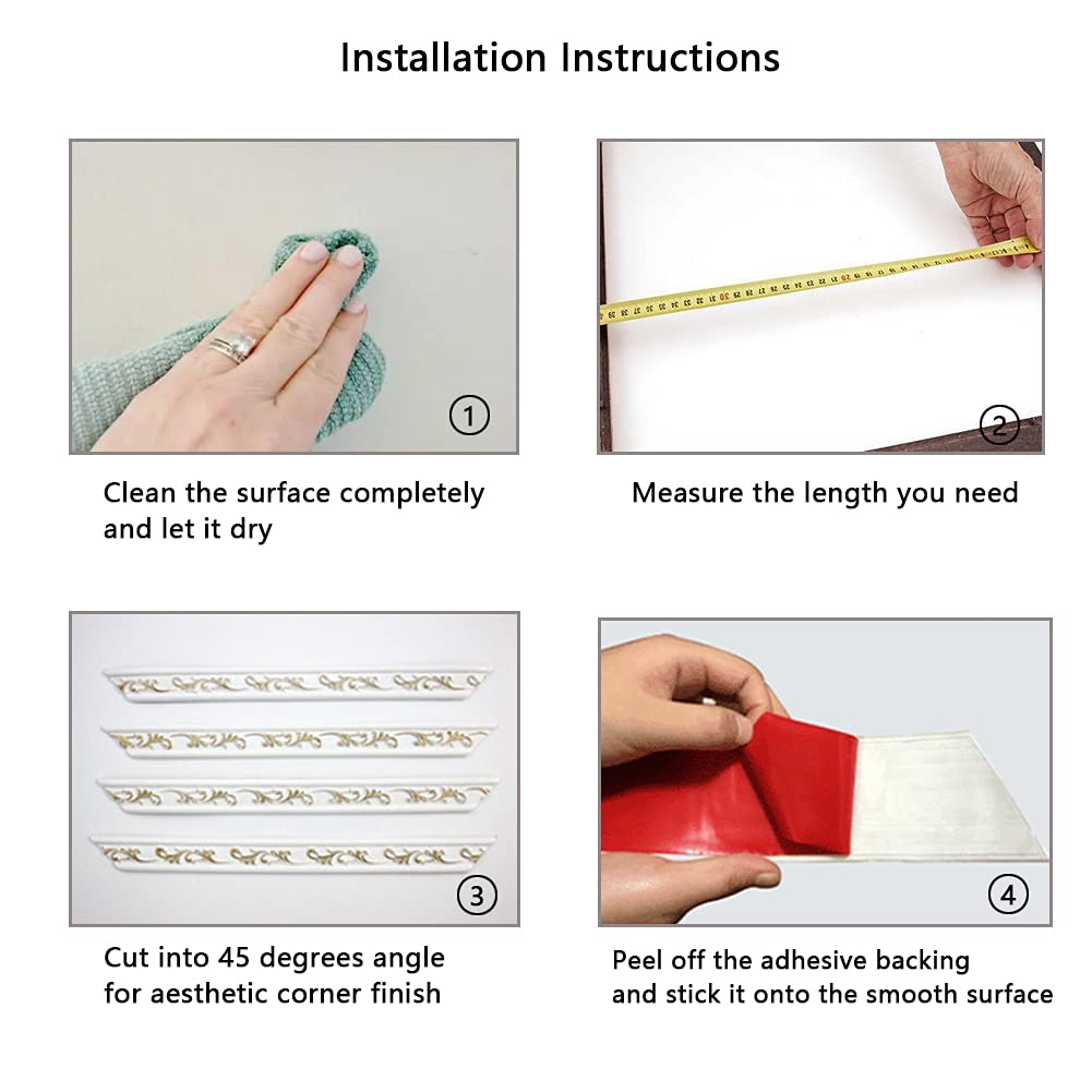 Flexible Molding Trim Self Adhesive, Crown Molding Ceiling, Wall Peel and Stick for Mirror Furniture Door Wardrobe
