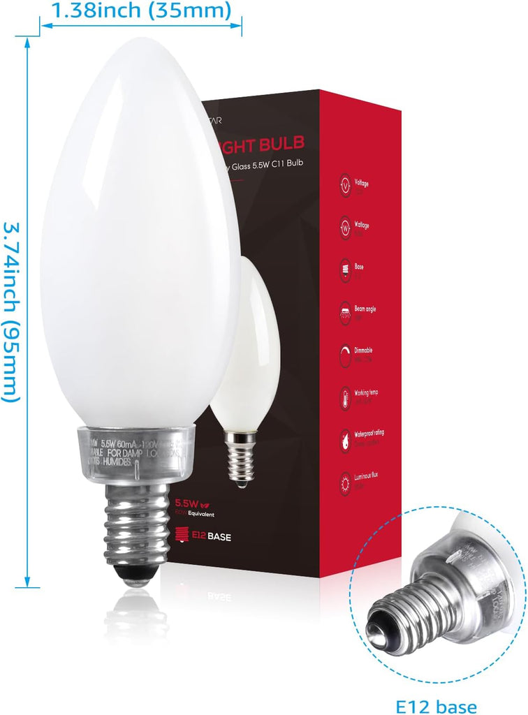 Dimmable E12 LED Candelabra Bulb 2700K Soft White