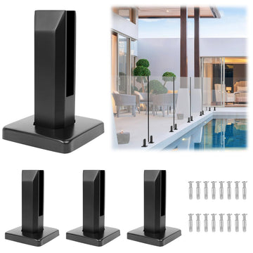4 Pack Heavy-Duty Glass Railing Spigots 304 Stainless Steel Black
