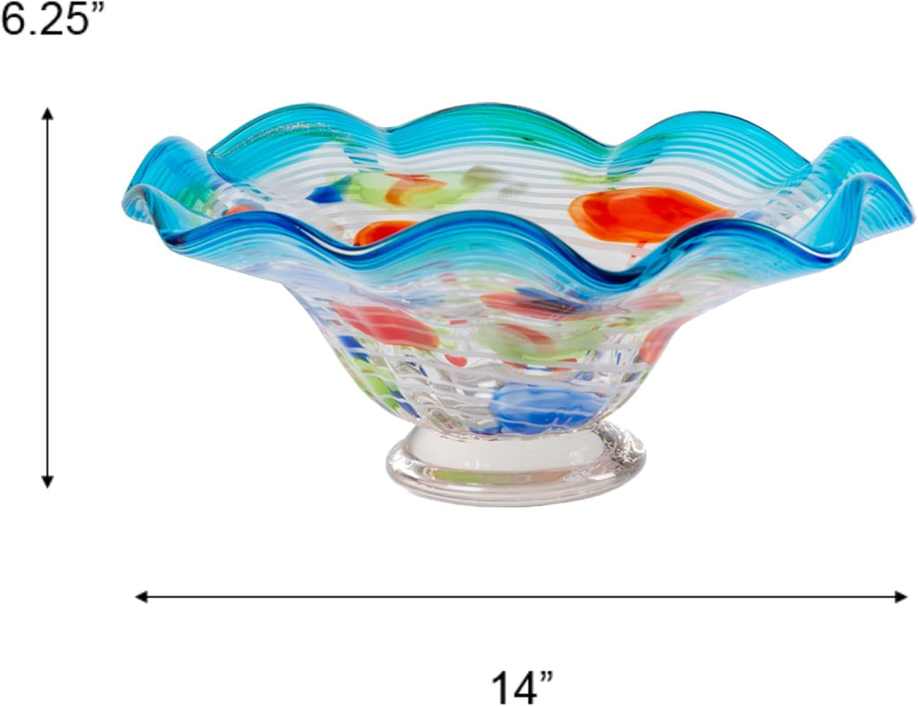 AV21188 Art Glass Vase 6.25" Tall Villa Newport Handcrafted Murano-Style Vase Décor, Living Room, Bed Room, Home