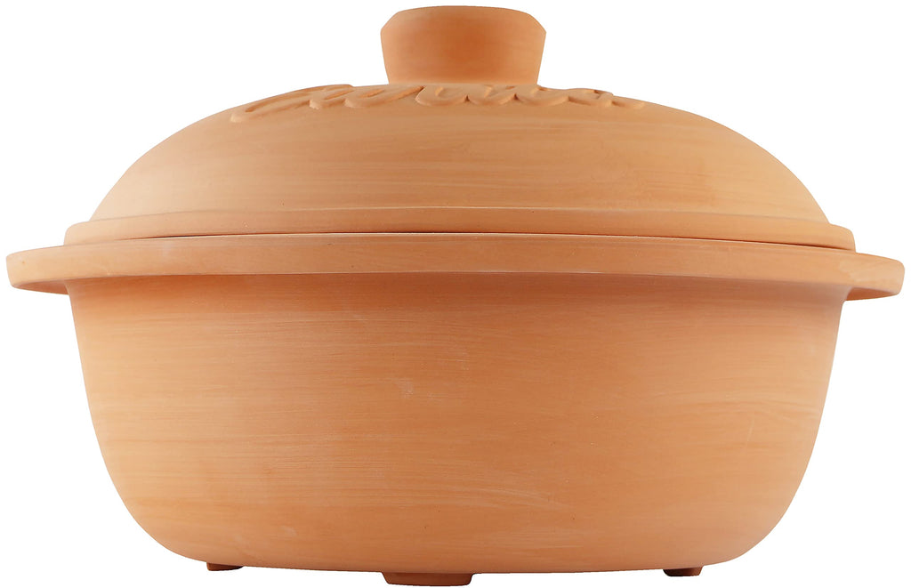 Eurita 4 Quart Terracotta Clay Non Stick Dutch Oven - Natural, Lead Cadmium‐Free, Oven & Microwave Safe, Rustic
