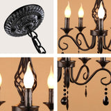 Farmhouse Black Crystal Candle Chandelier, 5 Lights Rustic Industrial Vintage Pendant Light Fixture Hanging Light for Living Room Bedroom Hallway Kitchen Dining Room, E12 Socket A109-B0DSB77VJR