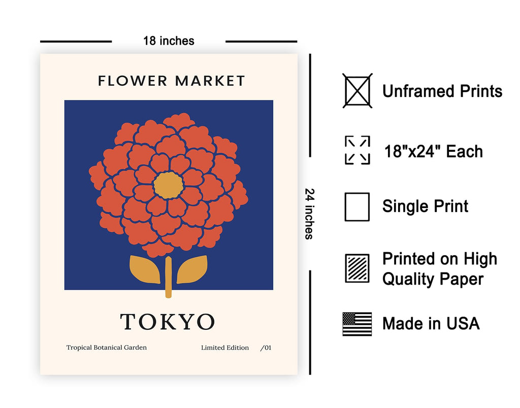 Master Tokyo Print - Flower Market Poster - Japan - Chic Boho Floral Wall Design - Modern & Trendy - Aesthetic