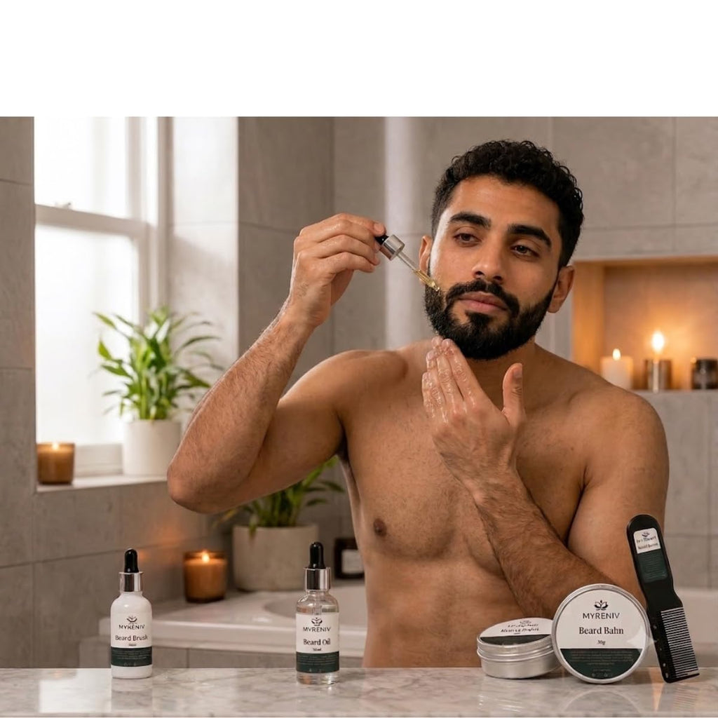 Men's Premium Beard Grooming Kit - Beard Oil, Beard Balm, Beard Wash & Beard Comb - Conditioning & Styling Set for a