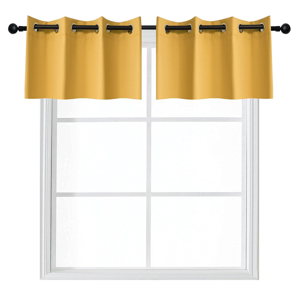 Thermal Insulated Blackout Kitchen Valances Energy Efficient Grommet Top Valance Drapes for Small Window Yellow