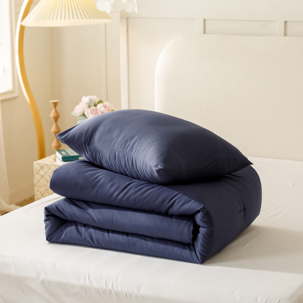 Comforter Set, Navy Blue, 3 Pieces Soft Bedding Quilt