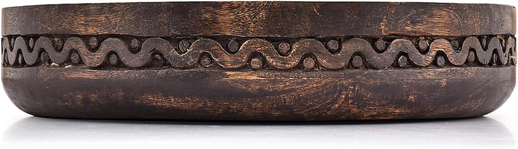 Decorative Black Wood Bowl - Rustic Centerpiece for Potpourri & Orbs, Stylish Home, Office, Spa & Meditation Room