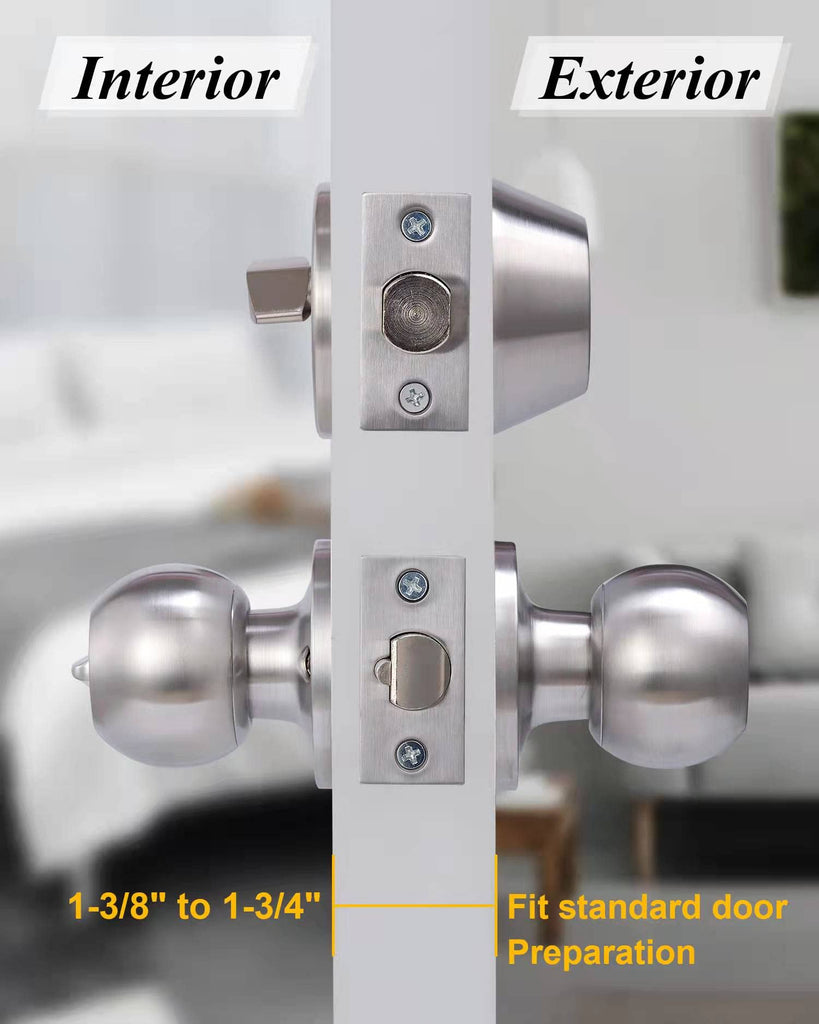 4 Sets) All Keyed Same Entry Door Knob and Single Cylinder Deadbolt Combo Set, Satin Nickel Exterior Door Knobs with
