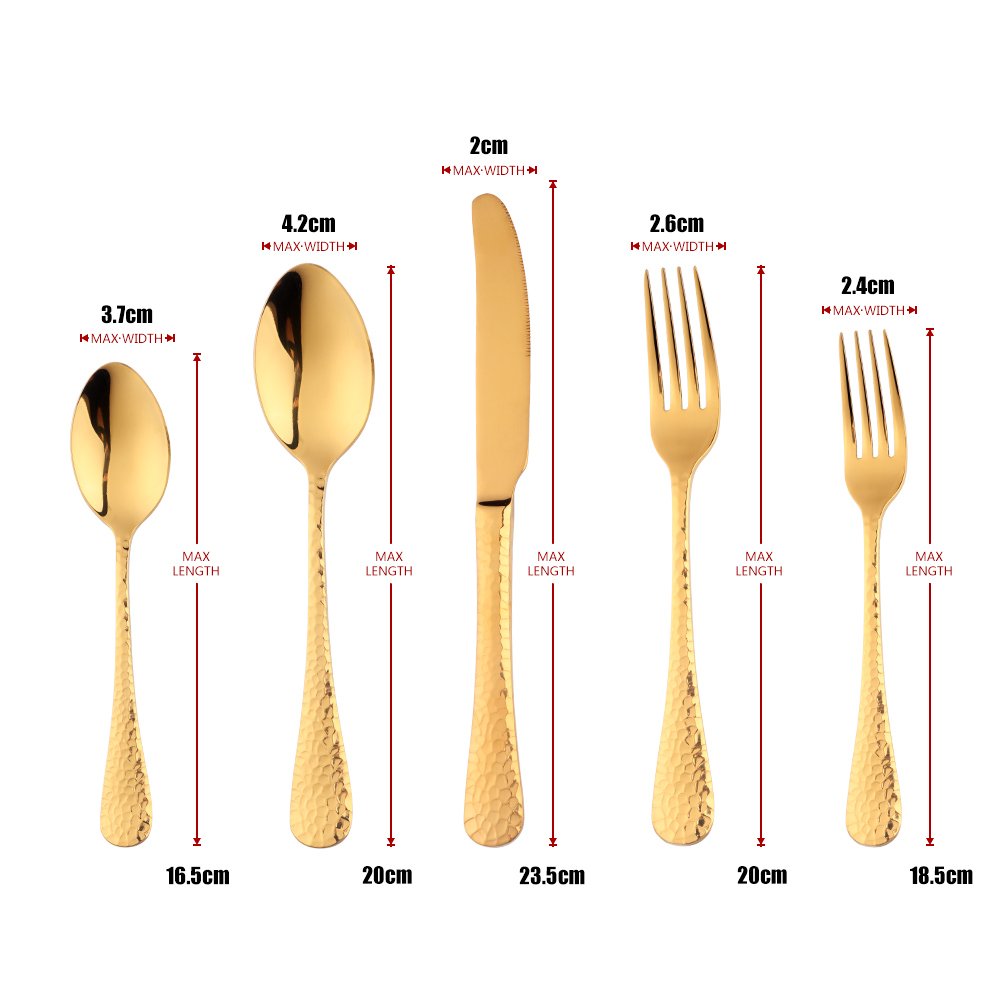 20-Piece Gold Plated-Flatware Silverware Set, Stainless Steel Cutlery Sets, Multipurpose Use, Restaurant, Hotel