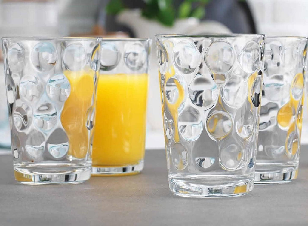 Glassware Set 18 Piece Mixed Drinkware Set. 6 Highball Tumblers-17 oz., 6 Rock Whiskey-13 oz., and 6 Juice-7 oz. All