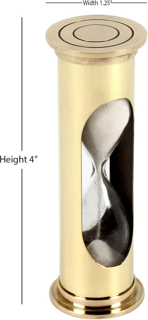 4" Decorative Brass Sand Timer, Brass Timer Hour Glass for Gifts Desk Office Wedding Home Decor