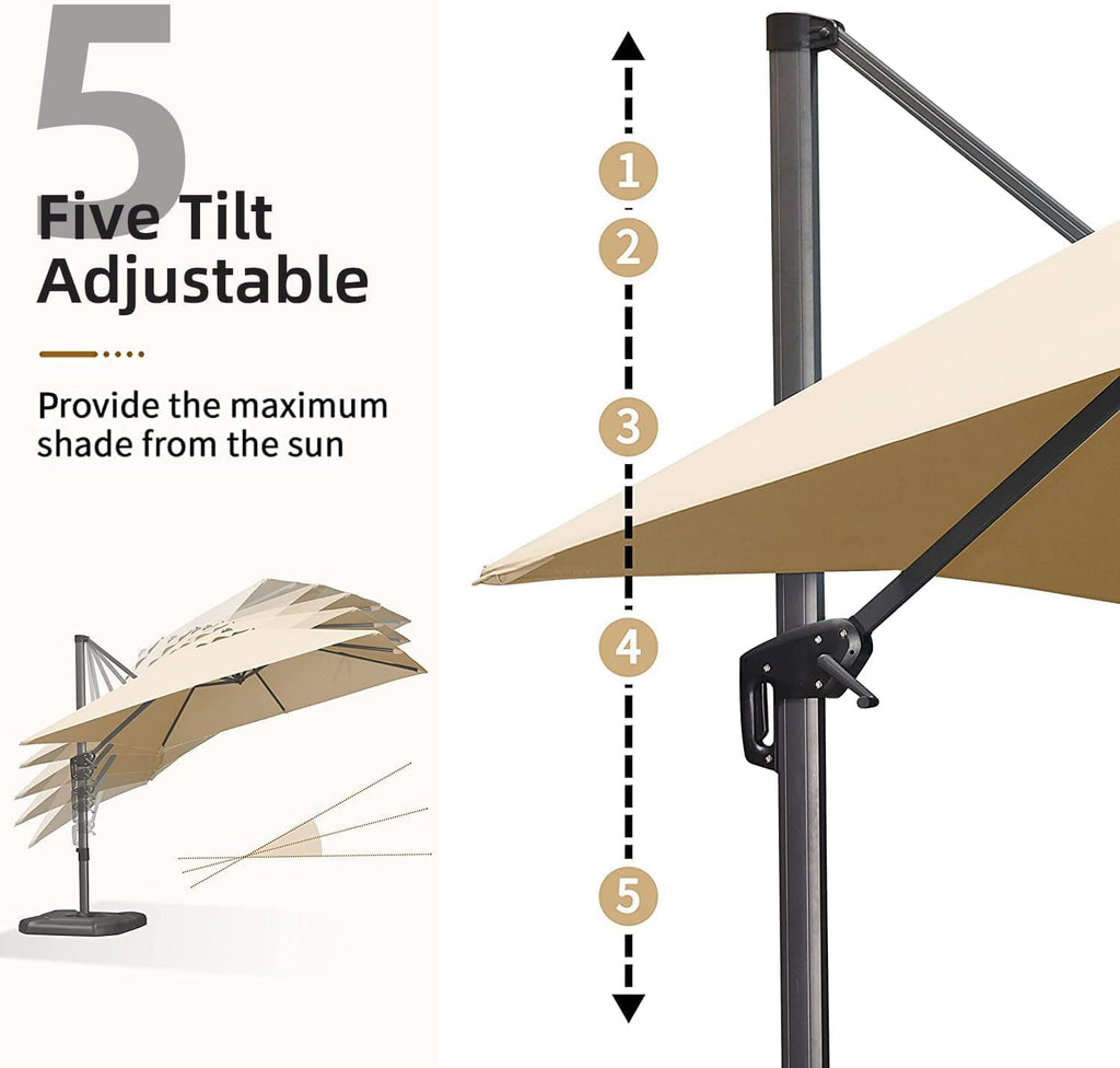 9' X 11.5' Patio Umbrella Outdoor Cantilever Rectangle Umbrella Aluminum Offset Umbrella with 360-degree Rotatio - 54PP
