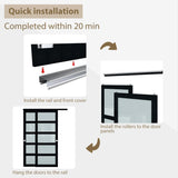48x80 Sliding Closet Door, 5-Panels Preassembled Frosted Glass Door Panel with Hardware Kits & Match