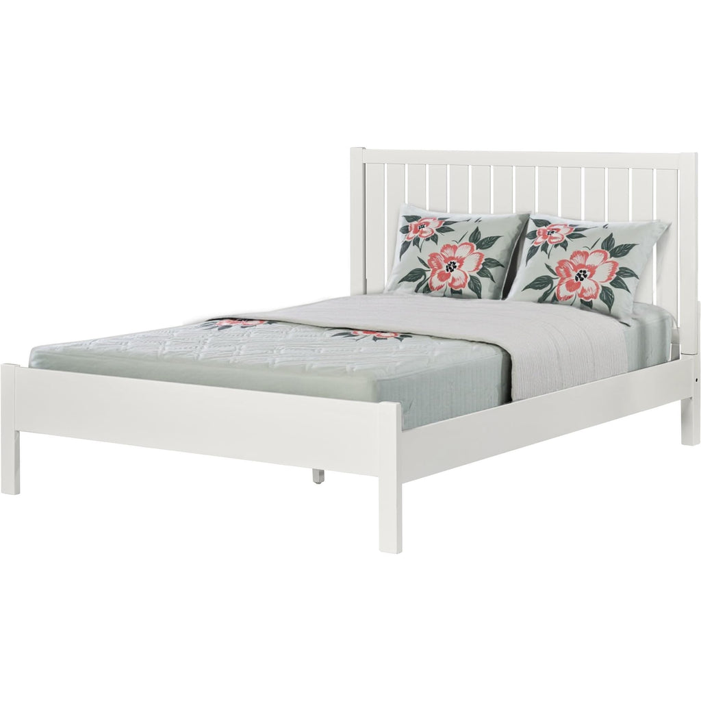 White Shiplap Texture Solid Wood Queen Bed Frame