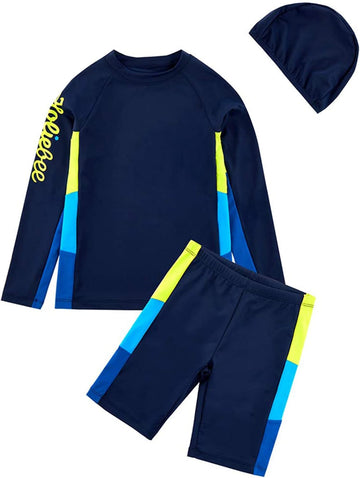 Boys Swimsuits UPF 50+ Sun Protection Rash Guard 2 Piece Kids Bathing Suit
