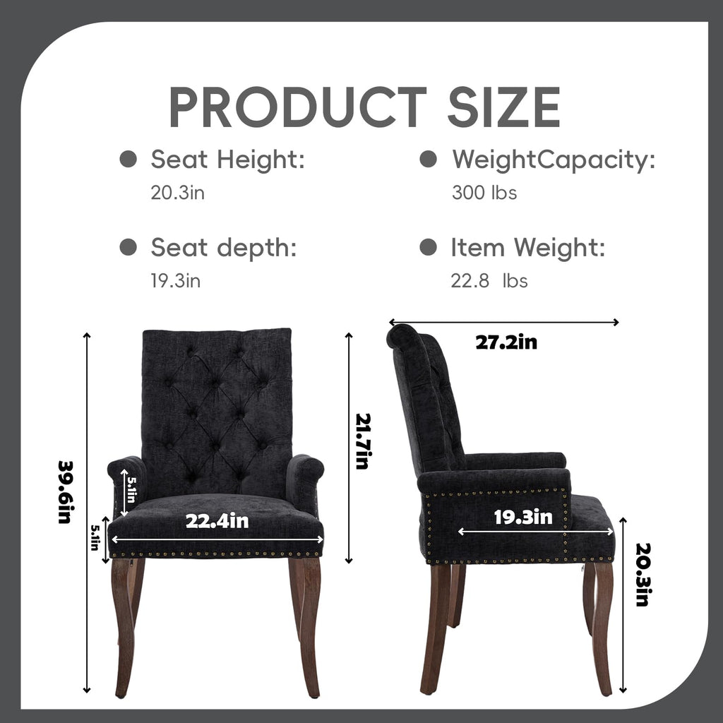 Charcoal Gray Chenille Set of 1, Dining Room Chairs