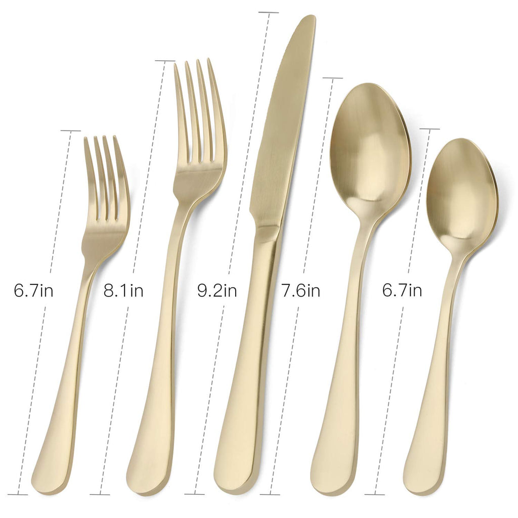 Matte champagne Silverware Set, 20-Piece Stainless Steel Flatware Set, Kitchen Utensil Set Service for 4, Tableware