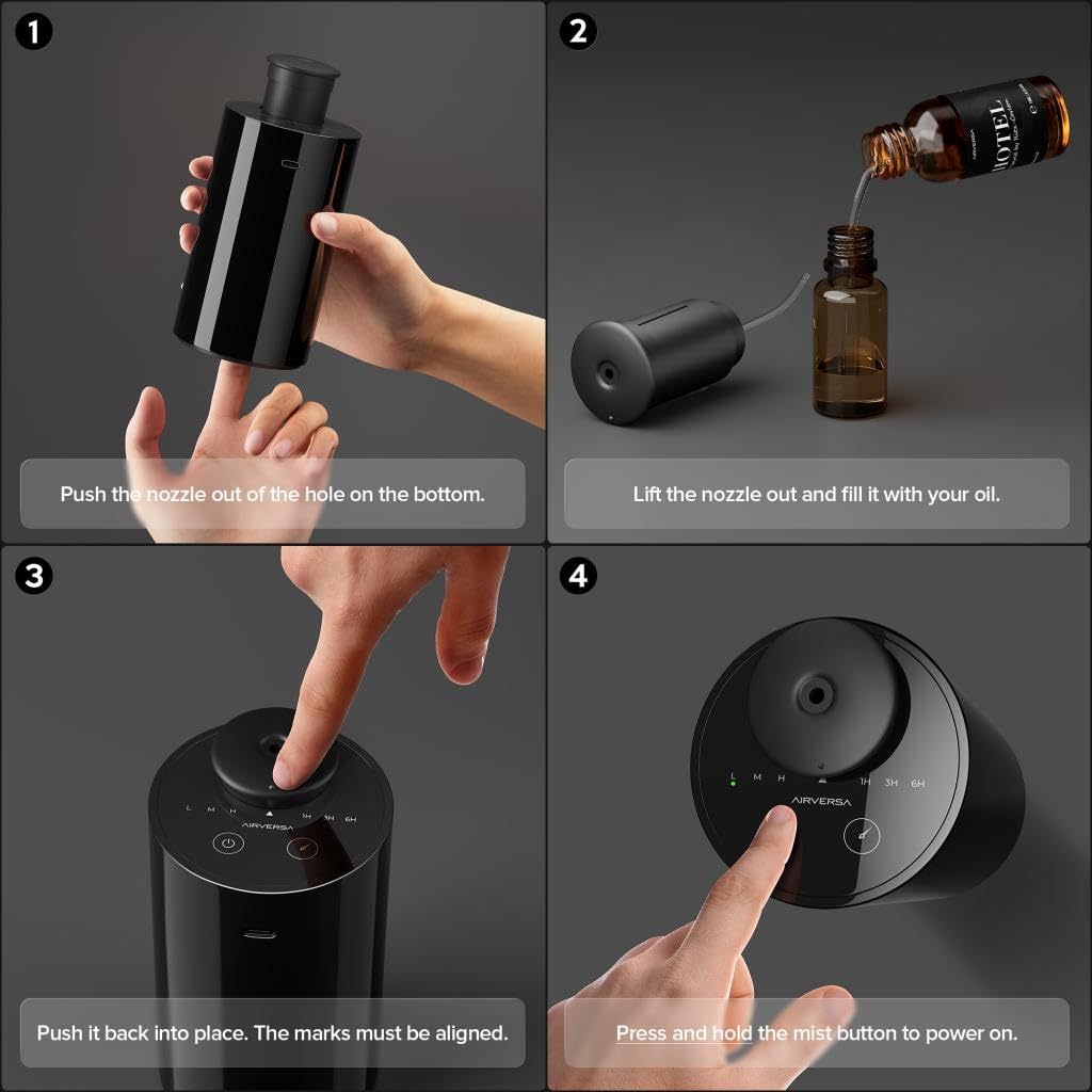 AN6 Waterless Diffuser for Essential Oil, Room, Black