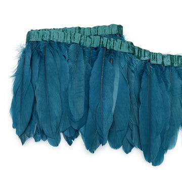 Blue-Green Goose Feather Fringe Trim 2 Yards 6-8inch for Party Clothing DIY Sewing Craft Wedding Dress Decor