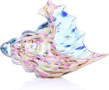 Glass Conch Shell Glass Sea Shells Conch Shell Decor Glass Sea Life Figurines Blown Glass Decor Coastal Home Decor