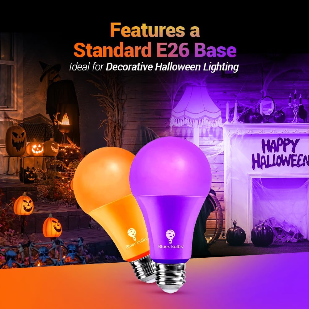 BlueX LED A21 Orange Light Bulbs - 13W (100Watt Equivalent) - E26 Base LED Bulb, Party Decoration, Porch, Home