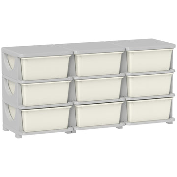 9 Drawers Kids Storage Unit 3 Tier Toy Organizers Cream White | Stackable Storage Chest, Bedroom, Nursery, Playroom