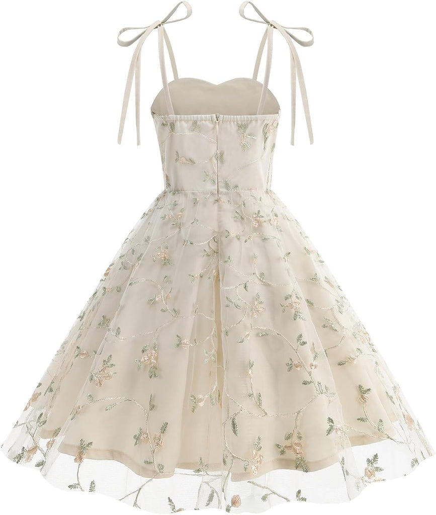 Embroidery Flower Girl Lace Dess for Kids Party Wedding Bridesmaid Tulle Dresses Princess Pageant Birthday Floral Gown