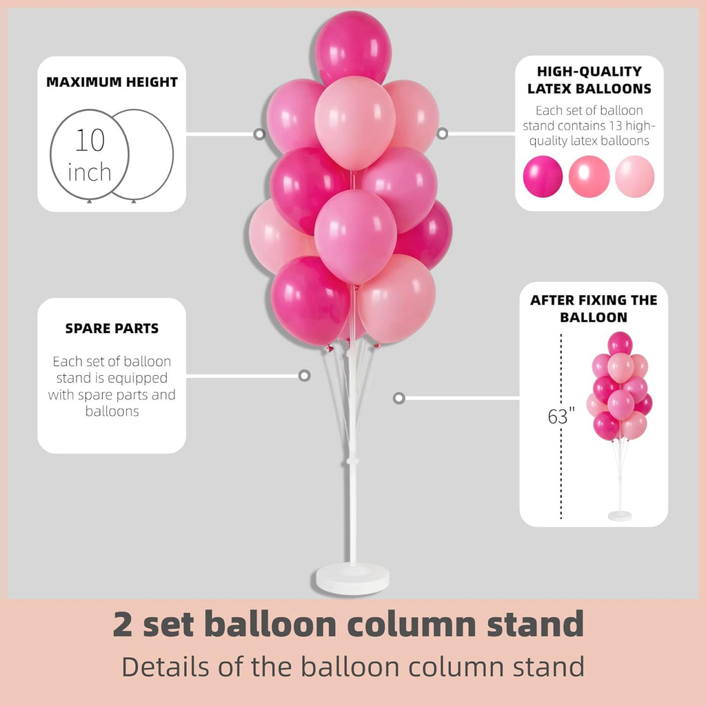 Balloon Column Kit Set of 2 With Balloons Included - Balloon Tower with Stand, Base, and Pole, Backdrop Decoration for