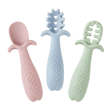 Baby Spoons Self Feeding 6+ Months, Anti-Choke, Silicone, 3-Pack