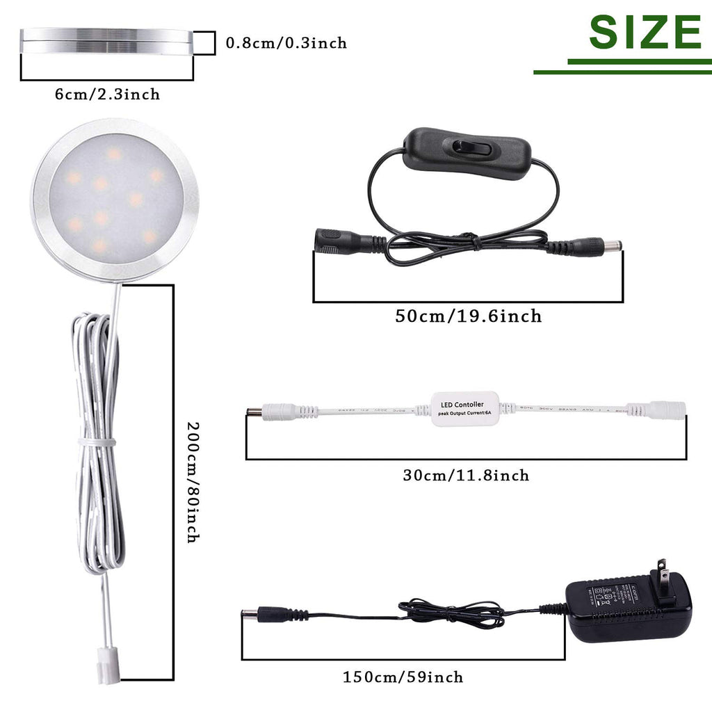 LED Under Cabinet Lighting Fixture Kitchen Under Counter Lights with Plug in and Wireless RF Remote Control, 6 Thin