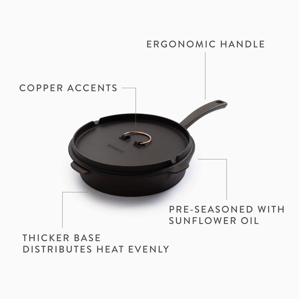 6-Inch All-In-One Cast Iron Skillet Set- Skillet with Cast Iron Dutch Oven Style Lid - Camping Cookware Set