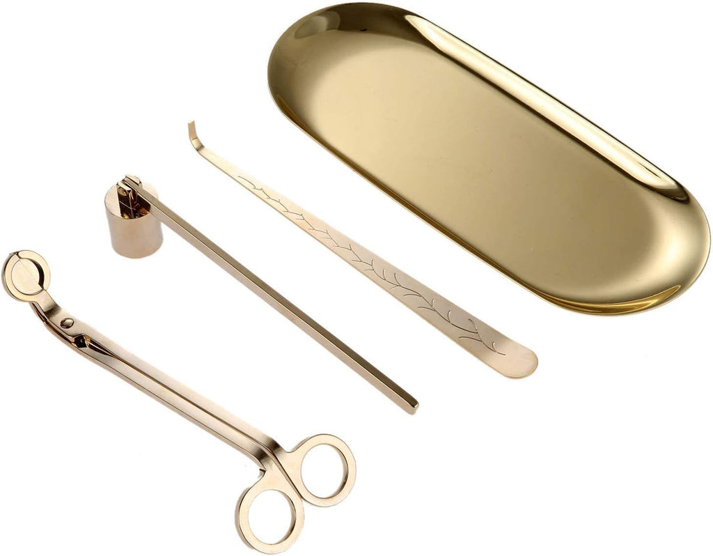 4-in-1 Stainless Steel Candle Care Kit for Candle Lovers, Gold - Set of 4