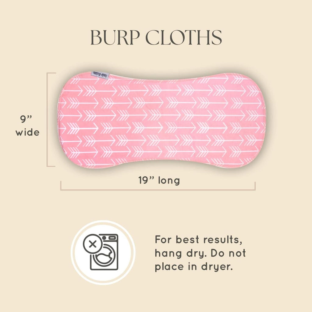 Burp Cloths for Babies - Soft Cotton Front & Fleece Back - Contoured Fit for Newborn Essentials - Pack of 5, 2