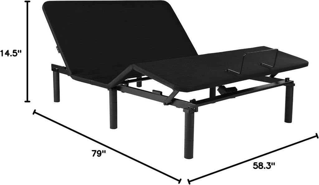 Queen Adjustable Bed Frame Base, Head & Foot Incline, USB Ports, Zero Gravity, Nightlight, 3-Heights Adjustable Legs