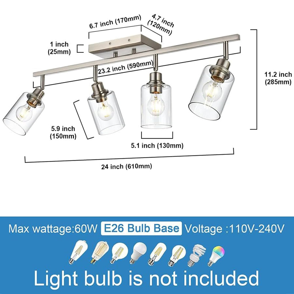 Brushed Nickel Bathroom Vanity Lighting, Modern Track Lighting Fixtures Ceiling Flush Mount Ceiling Light